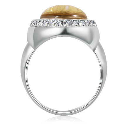 Серебряное кольцо с ювелирной смолой и фианитами