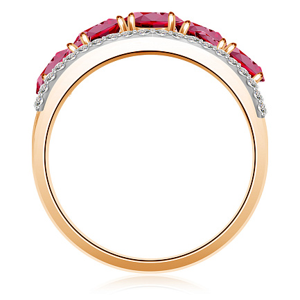 Кольцо с рубинами и бриллиантами из золота