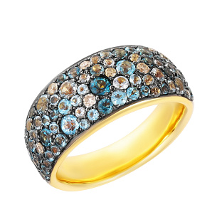 Золотое кольцо с бриллиантами, топазами