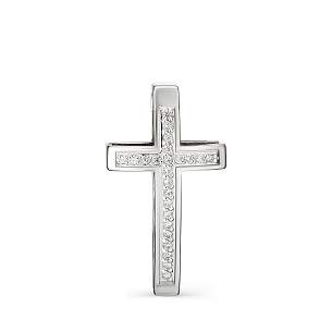 Крест декоративный из серебра с фианитами