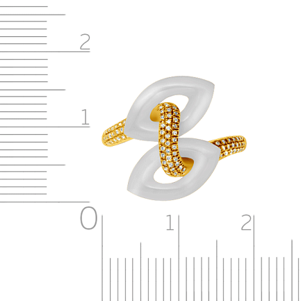 Кольцо из белого золота с бриллиантами, ониксом