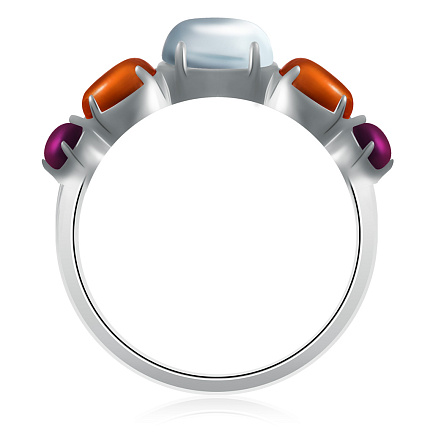 Серебряное кольцо с топазом, аметистами и цитринами