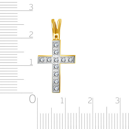 Декоративный крест с бриллиантами из желтого золота