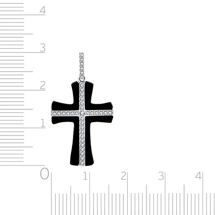 Декоративный крест из белого золота с бриллиантами и ониксом