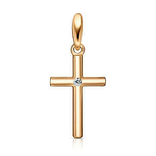 Золотой крест декоративный с бриллиантом