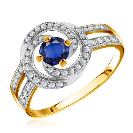 Кольцо с сапфиром и бриллиантами из золота