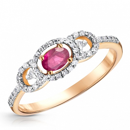 Кольцо из золота с рубином и бриллиантами