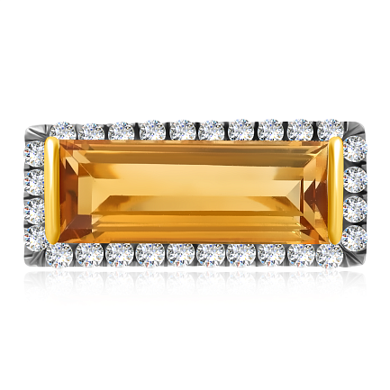 Кольцо с цитрином и бриллиантами из золота
