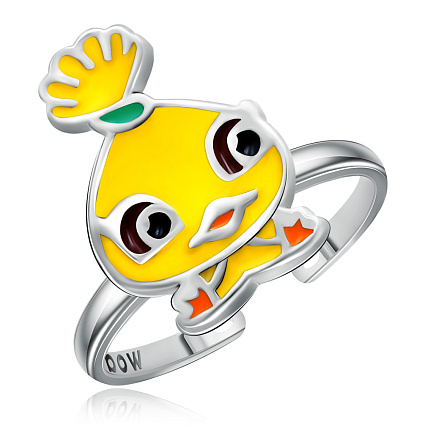 Серебряное детское кольцо утенок Чико