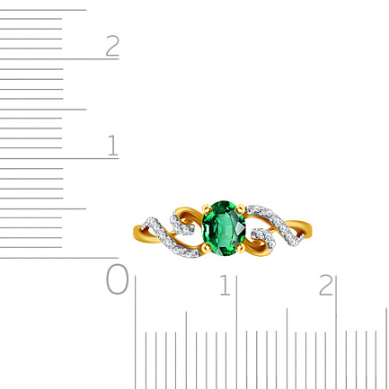 Кольцо с изумрудом и бриллиантами золотое
