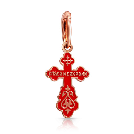 Крест из красного золота с эмалью