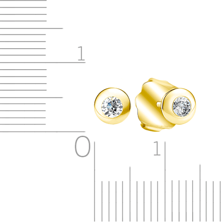 Серьги-пусеты из желтого золота с бриллиантами