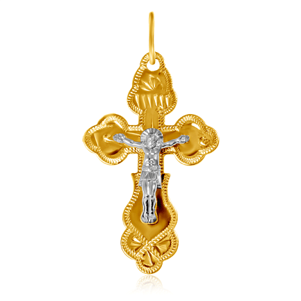Крест ручной работы из желтого золота