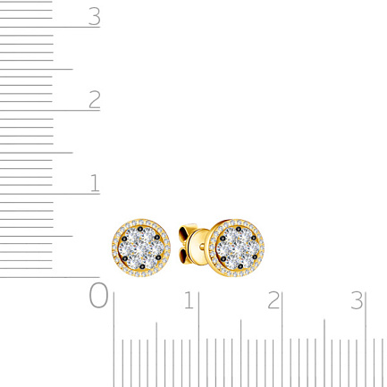 Серьги-пуссеты с бриллиантами из желтого золота