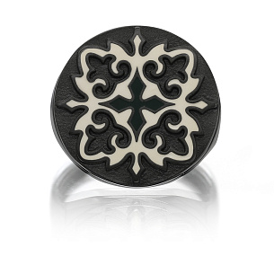 Серебряное кольцо с эмалью, керамикой