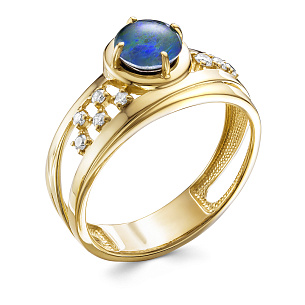 Золотое кольцо с опалом, бриллиантом