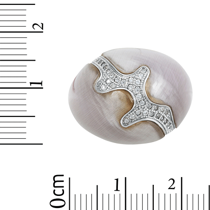Кольцо с кошачим глазом и фианитами серебряное