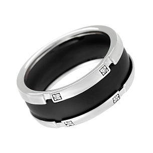 Серебряное кольцо с кубическим цирконием и керамикой