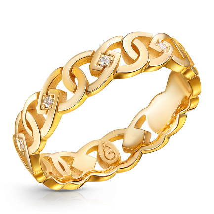 Кольцо обручальное из жёлтого золота с бриллиантами