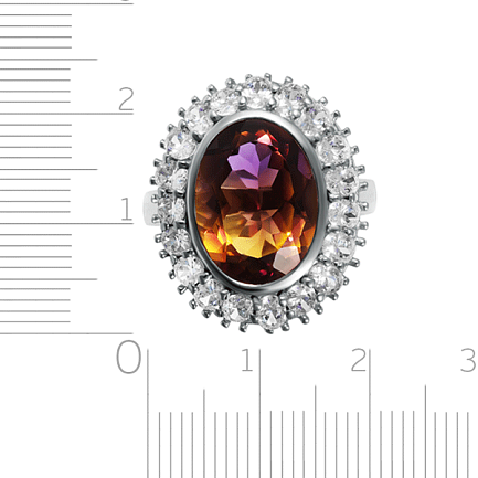 Серебряное кольцо с аметрином и фианитами