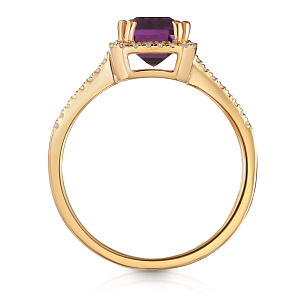 Кольцо из красного золота с бриллиантами, аметистом