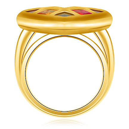 Кольцо с хризолитом золотое