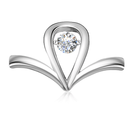Кольцо из белого золота с танцующим бриллиантом