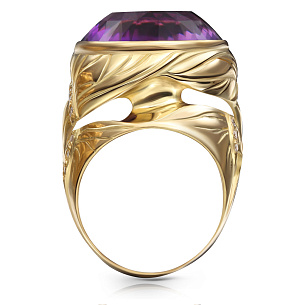 Золотое кольцо с аметистом, бриллиантами