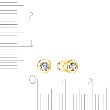 Серьги-пуссеты с бриллиантом из желтого золота