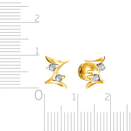 Золотые серьги-пусеты с бриллиантами