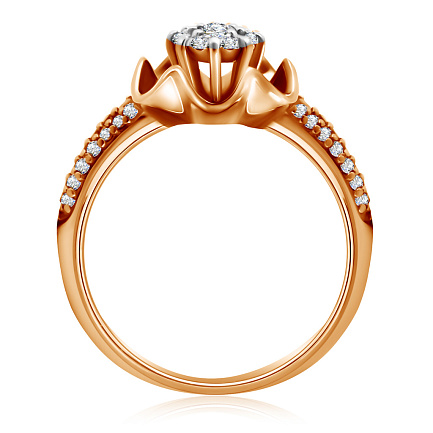 Бриллиантовое кольцо из красного золота