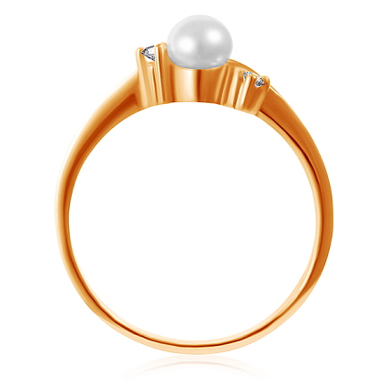 Золотое кольцо с жемчугом и бриллиантами