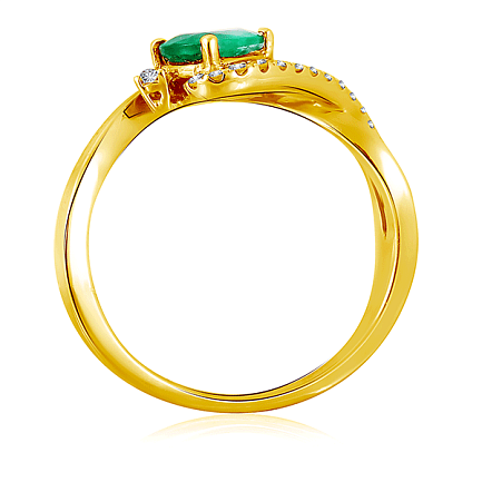 Кольцо из желтого золота с бриллиантами, изумрудом