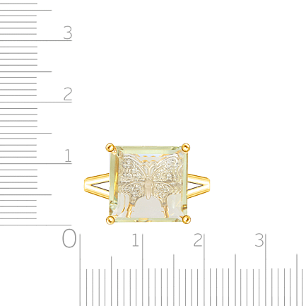 Кольцо из желтого золота с фианитами и аметистом