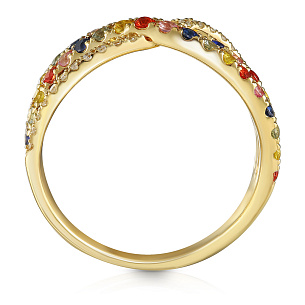 Кольцо из желтого золота с сапфирами, бриллиантами