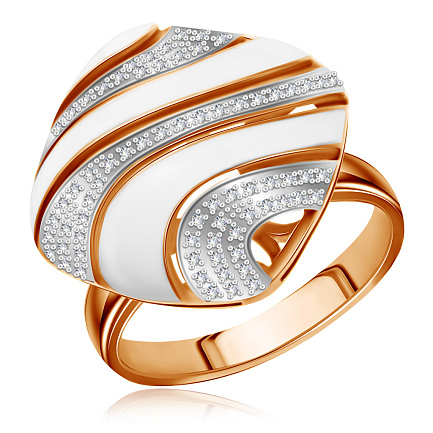 Кольцо из красного золота с бриллиантами, эмалью