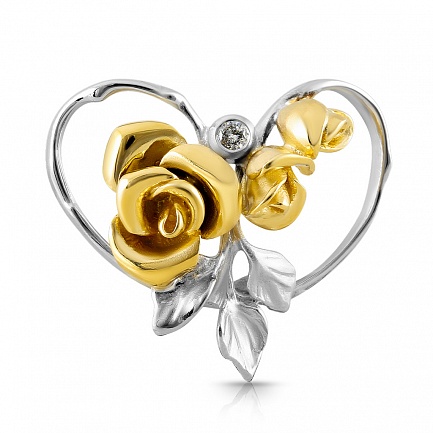 Подвеска из желтого золота с бриллиантом "Сердце"