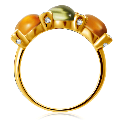 Кольцо золотое с цитрином и бриллиантами