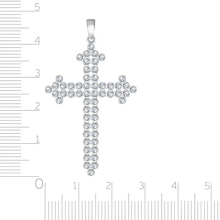 Подвеска "Крест" из серебра с фианитами