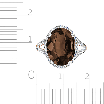 Кольцо с раухтопазом и бриллиантами из золота