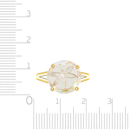 Кольцо из желтого золота с фианитами и аметистом