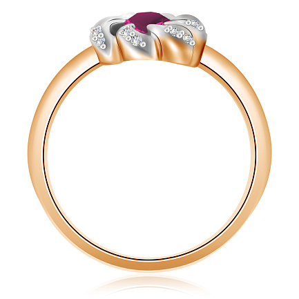 Кольцо с рубином и бриллиантами золотое