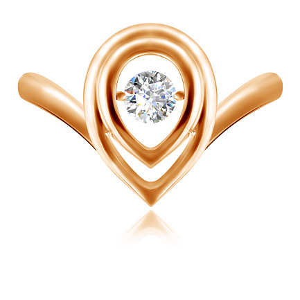 Кольцо из красного золота с танцующим бриллиантом