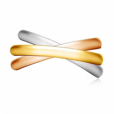 Кольцо обручальное гладкое из комбинированного золота