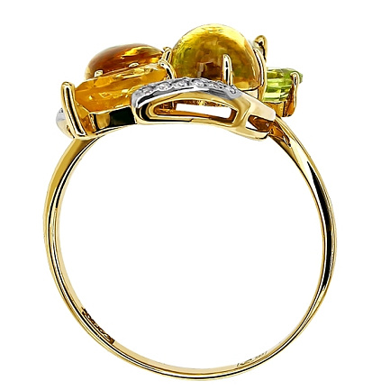 Кольцо из золота с хризолитами