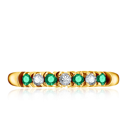 Кольцо с изумрудами и бриллиантами из золота