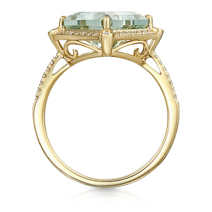 Золотое кольцо с бриллиантами, аметистом