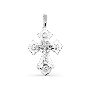 Крест из серебра с фианитом, эмалью