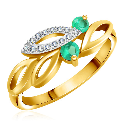 Кольцо из золота с изумрудами и бриллиантами