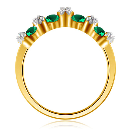Кольцо с изумрудами и бриллиантами золотое